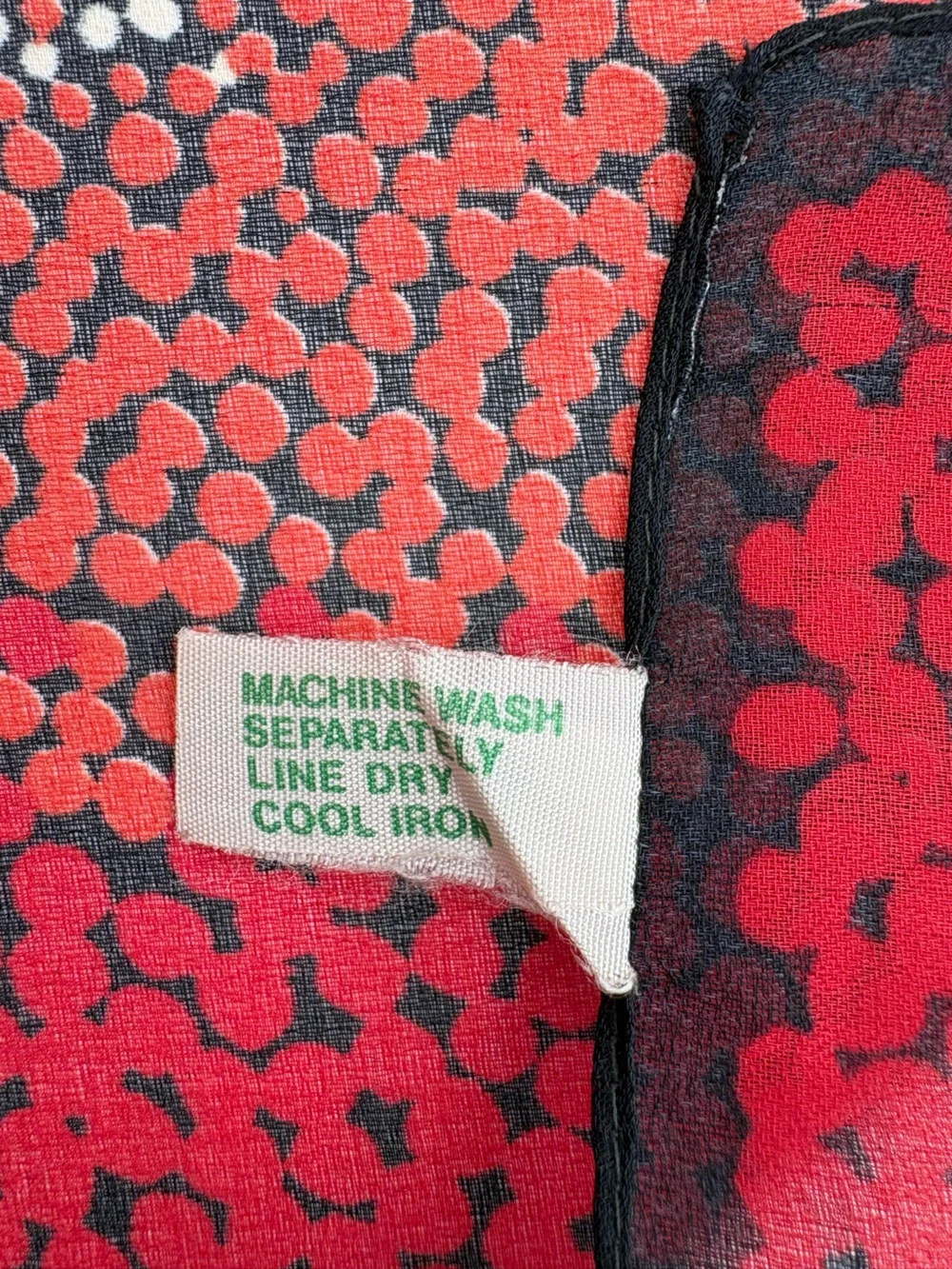 Vintage Made in Italy Abstract Geometric Square Scarf 26x26 Red Black Teal